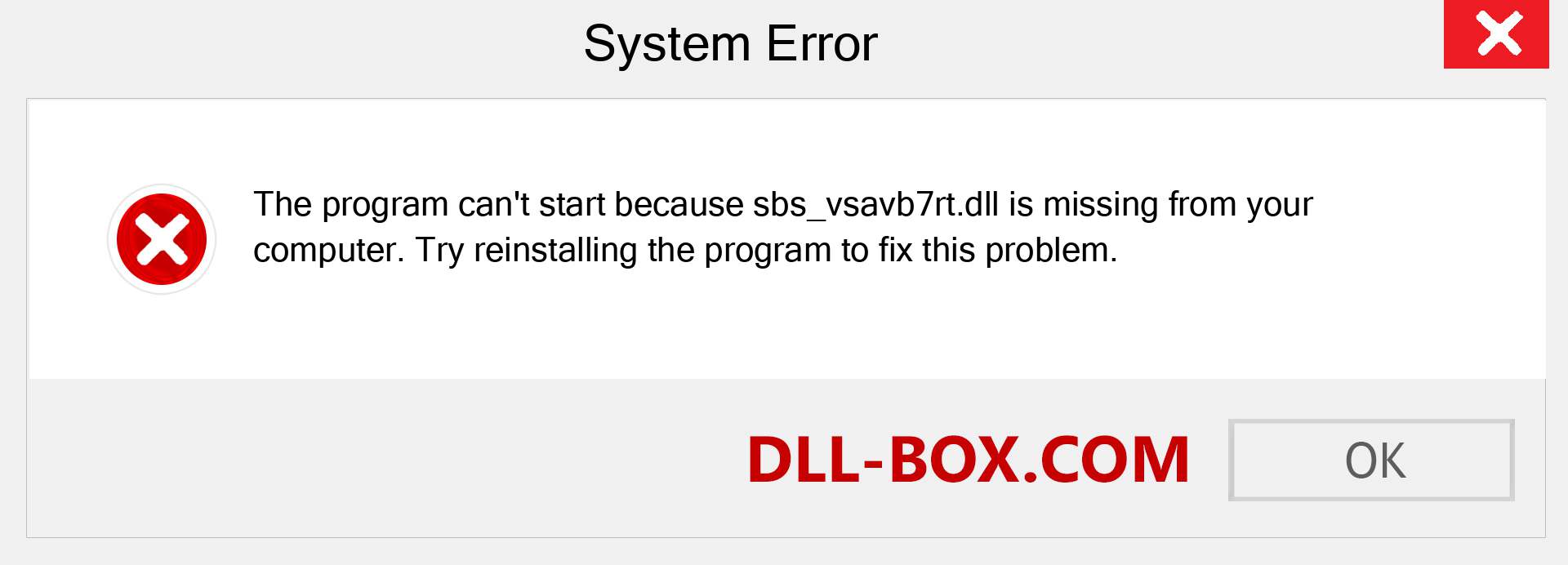  sbs_vsavb7rt.dll file is missing?. Download for Windows 7, 8, 10 - Fix  sbs_vsavb7rt dll Missing Error on Windows, photos, images